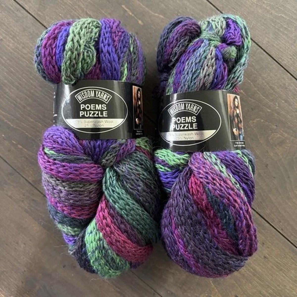 Wisdom Yarns "Poems Puzzle" - Super Wash Wool Blend - Ultraviolet 306 - Lot of 2