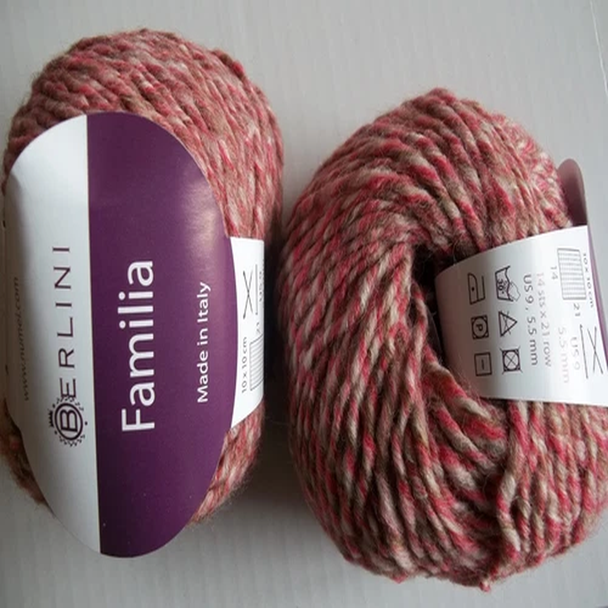 Berlini Familia alpaca blend yarn, Coral Rose, lot of 2 (98 yds each)