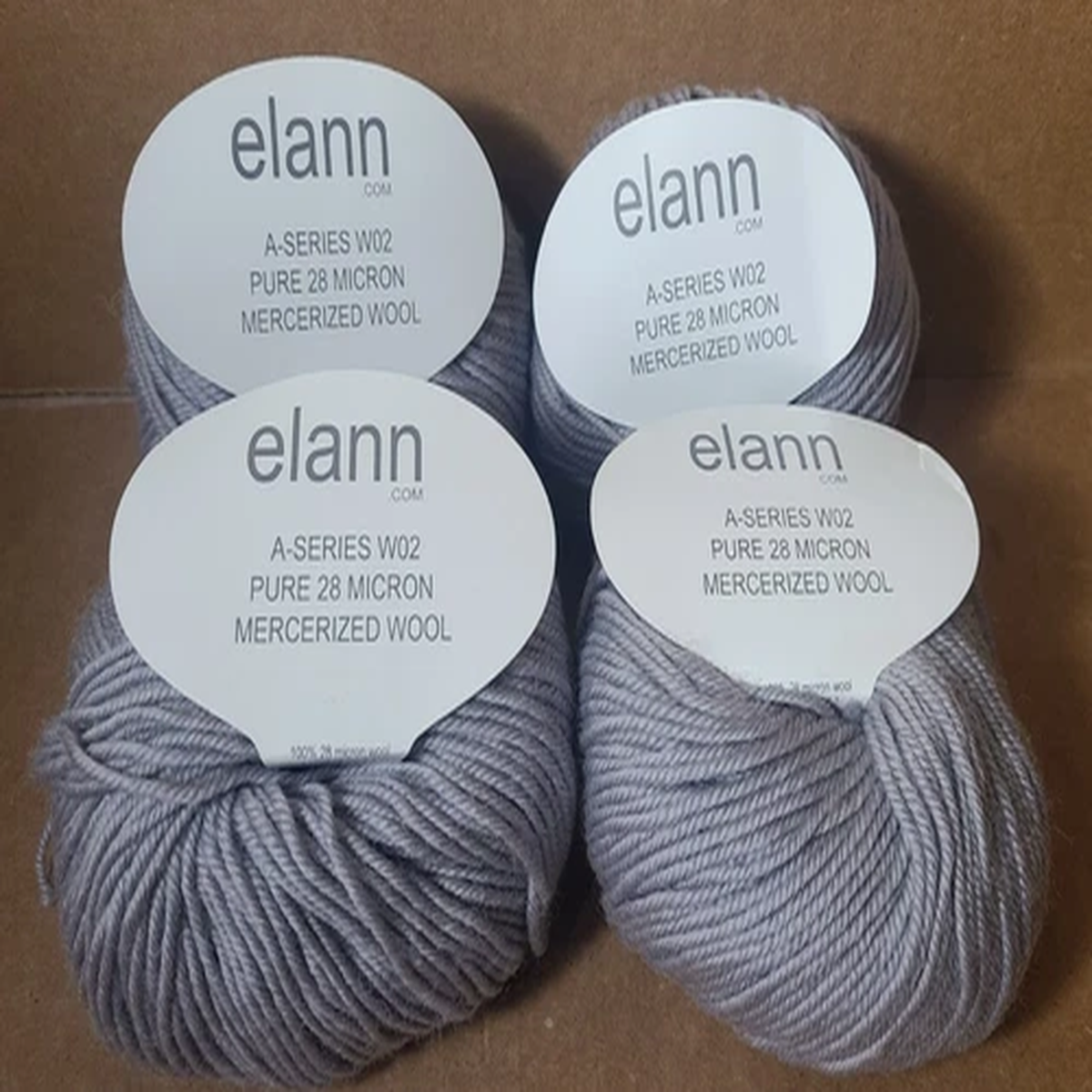 LOT Of 4 Balls Elann A-Series W02 Pure 28 Micron Mercerized Wool #17 Gray. (T6)