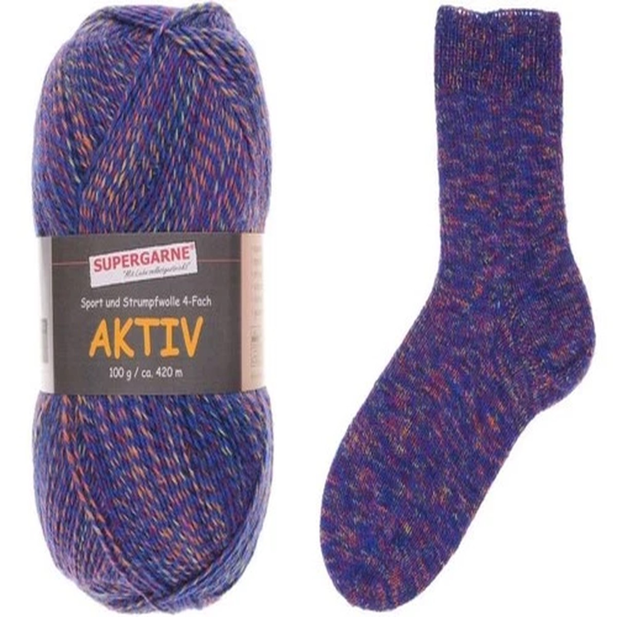 Supergarne Aktiv Sock yarn 4-ply superwash 100g/459yd MOULINE #22540 royal
