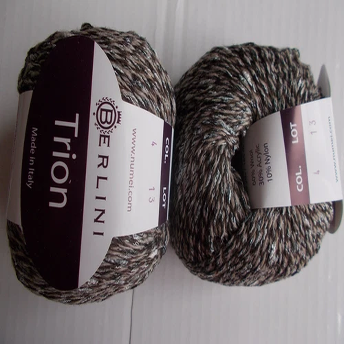 Berlini Trion wool blend twist yarn, Tiramisu, lot of 2 (180 yds ea)