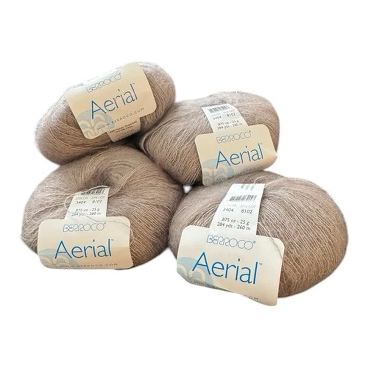 Berroco AERIAL Yarn BROWN #3404 Mohair/Silk 25gr / 284yds ea. Set of 4