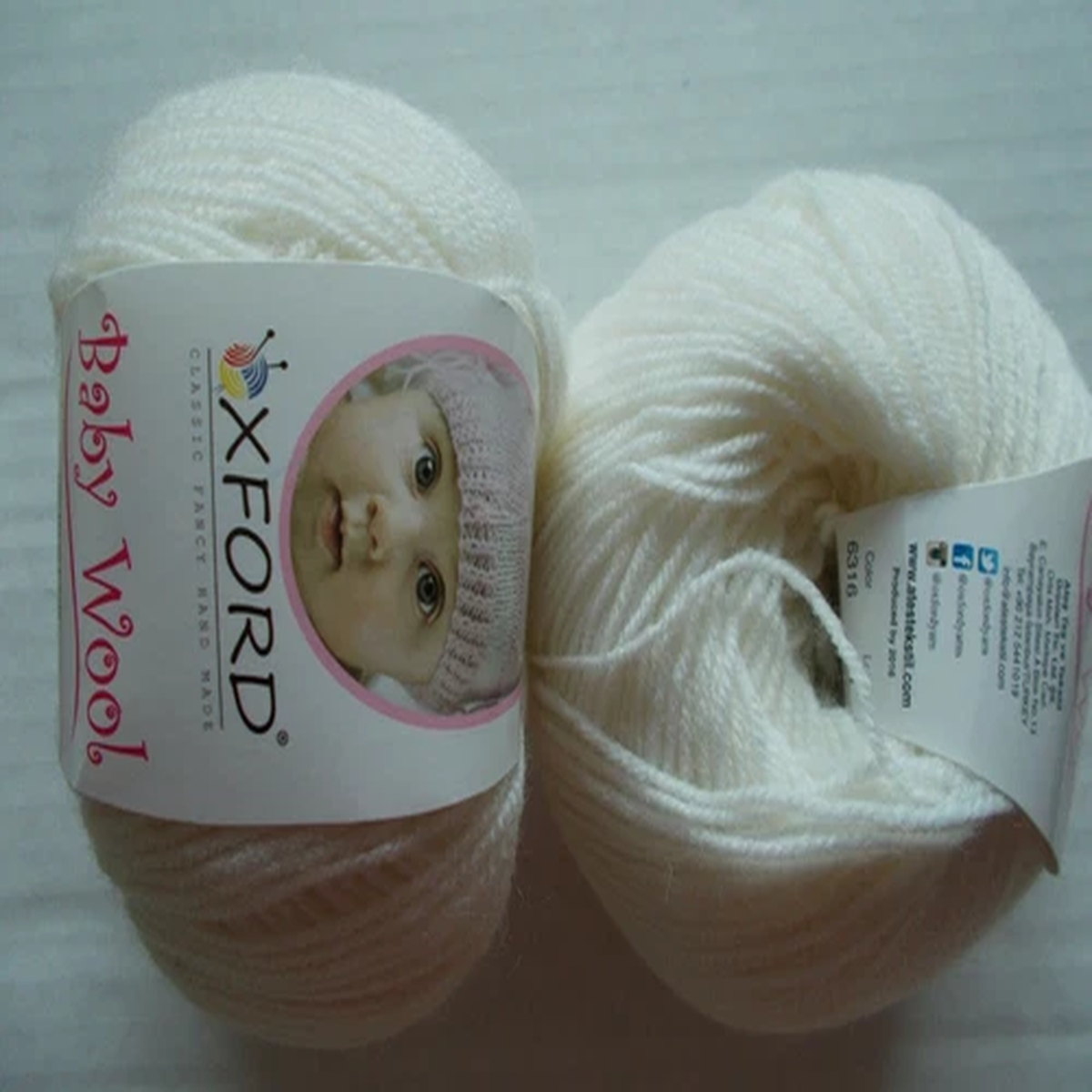 Oxford Baby Wool wool blend yarn, Baby Cream, lot of 2 (219 yds each)