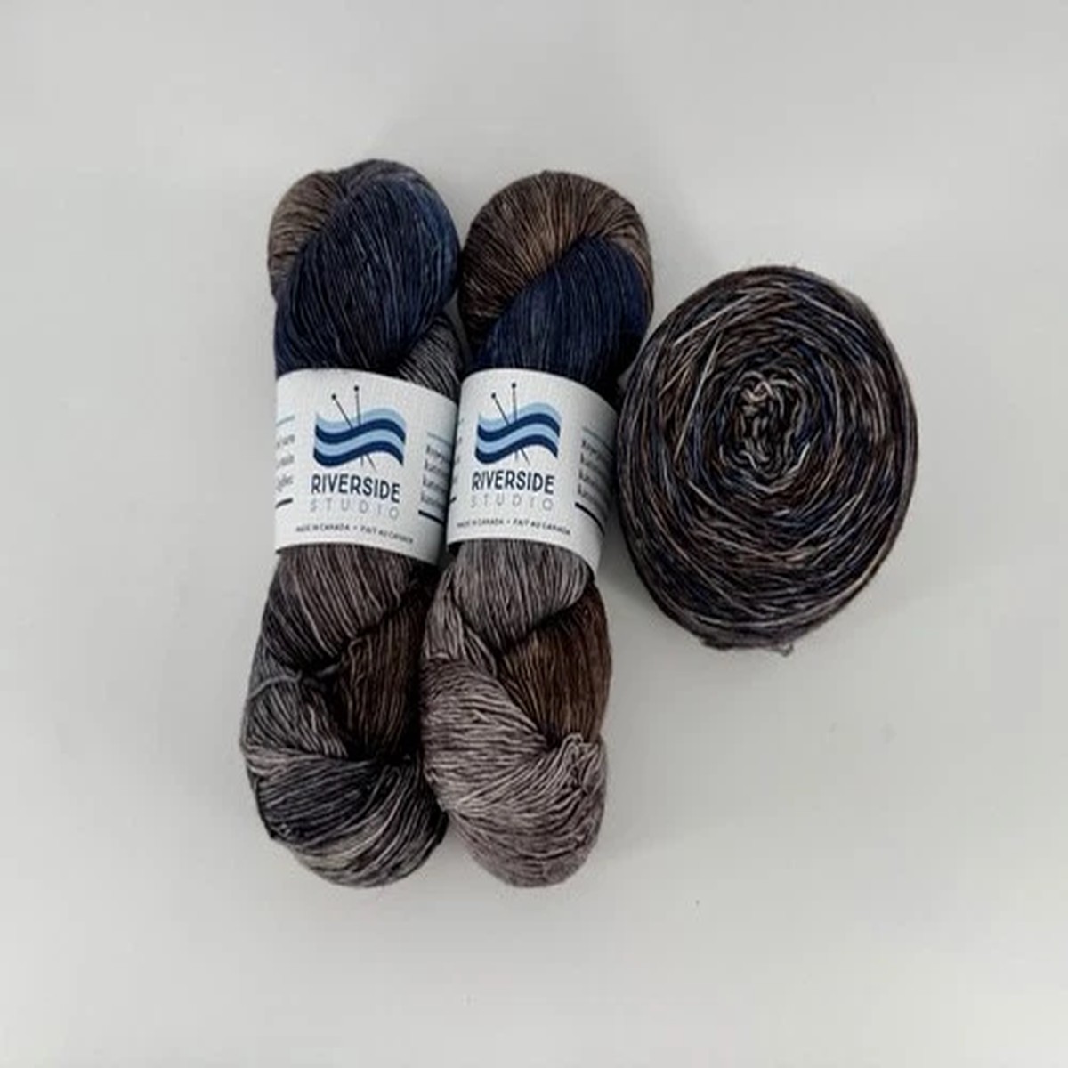 Riverside Studio Merino Singles Slate 3 Skeins Lot 431yd Hand Dyed Indie