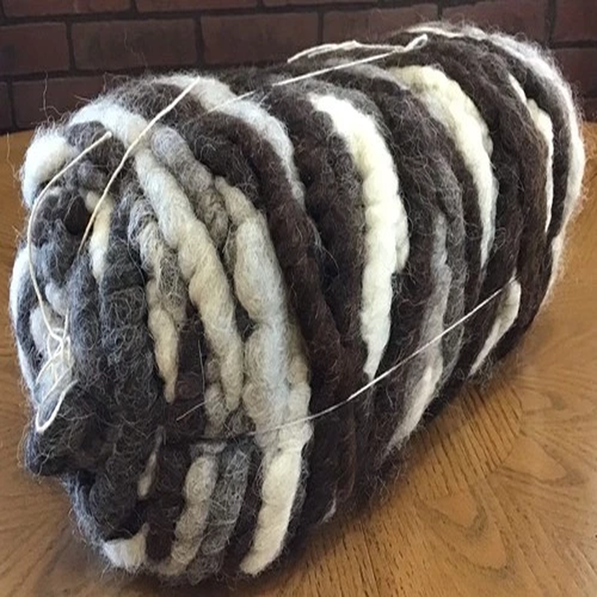 100% Alpaca Rug Yarn Skein Grays, Brown, Ivory Super Soft. 75 Yards