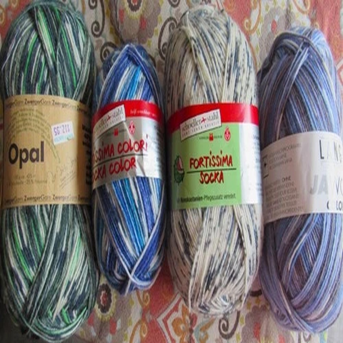 4 Skein Lot SOCK YARN Fortissima Opal Lang Superwash Wool Unique Colors NEW!