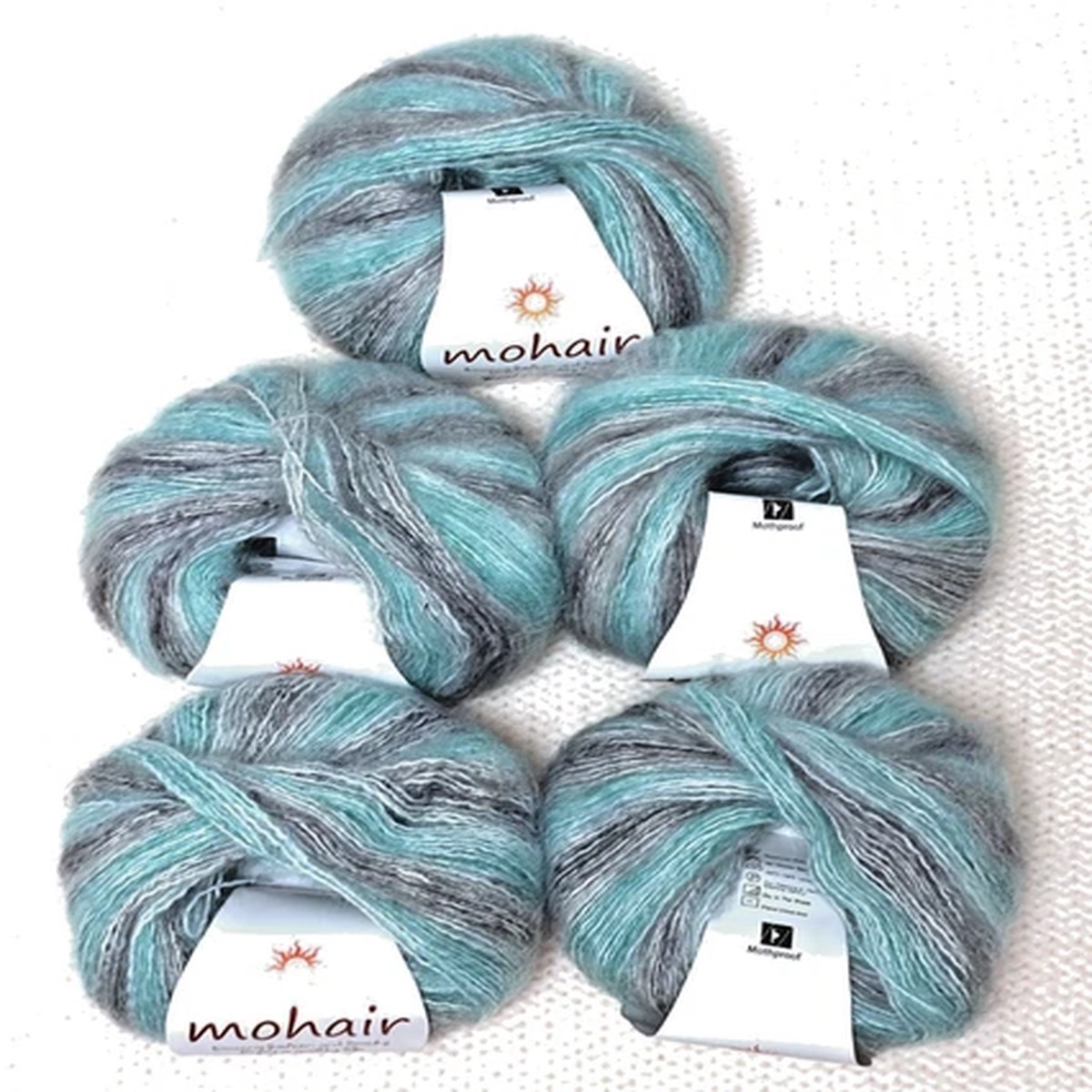 5 balls x 25g Gradient Mohair yarn : Mohair + Wool + Acrylic : Multicolour 12