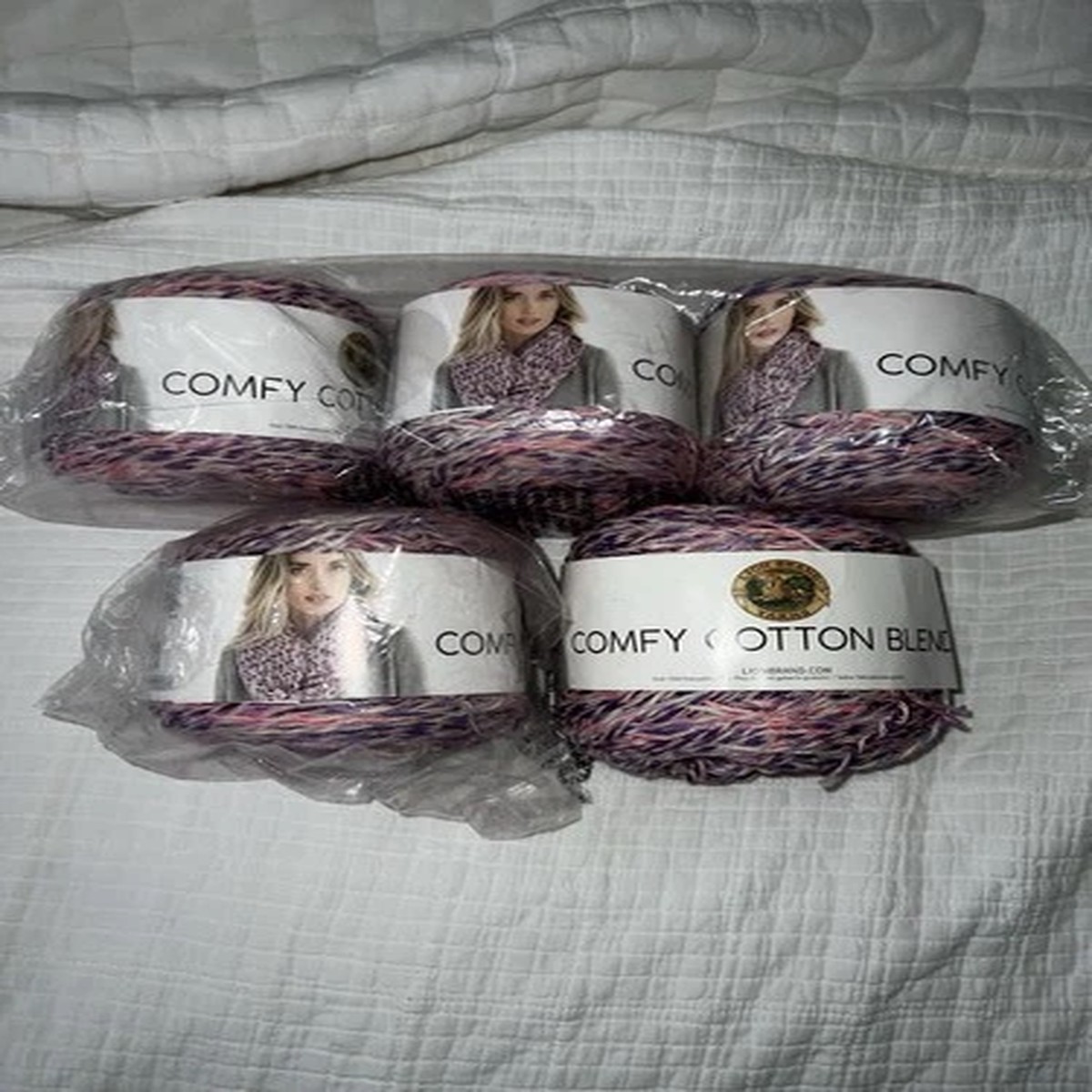 (Bundle of 5) Lion Brand COMFY COTTON BLEND Yarn SOOTHING LAVENDER