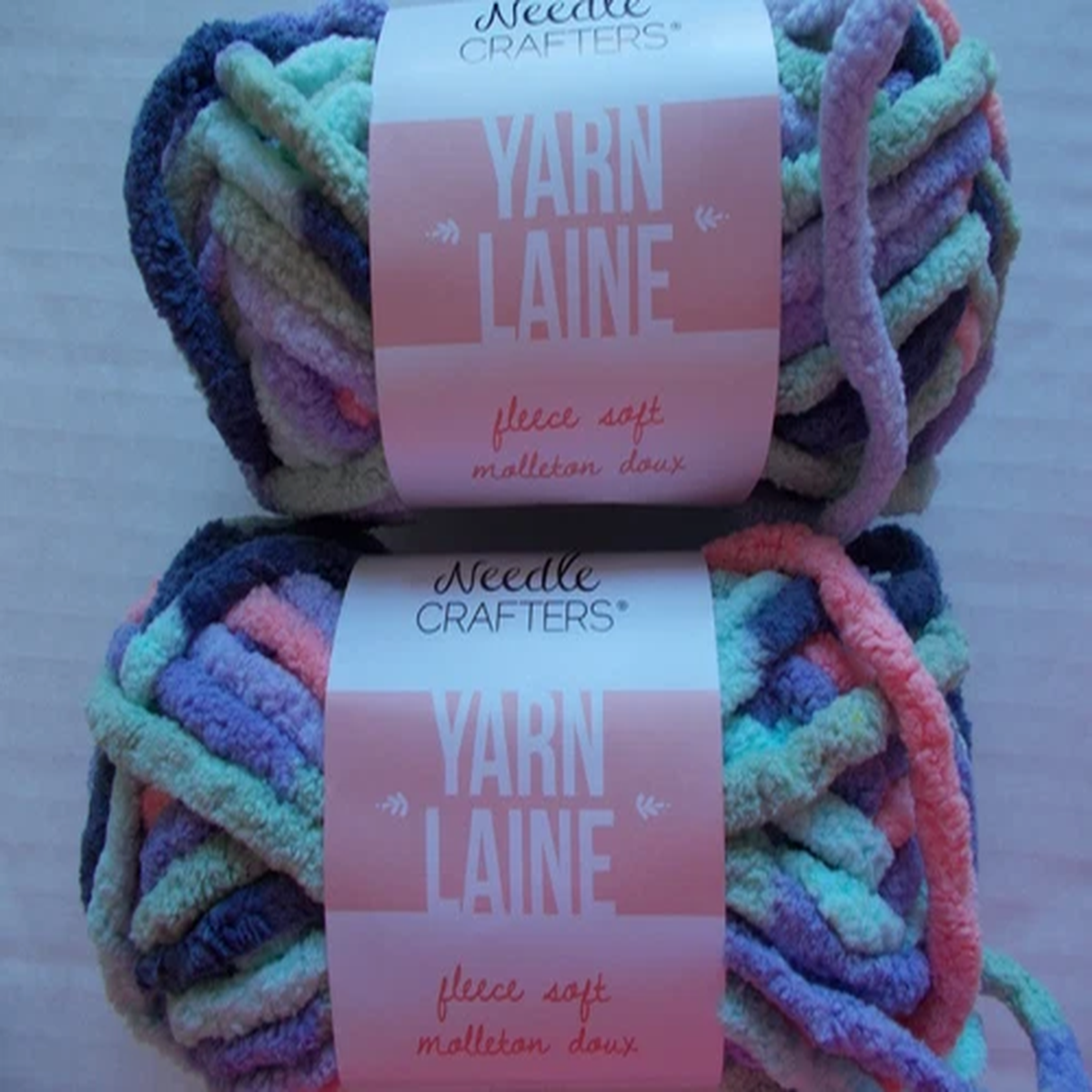 Needle Crafters Fleece Soft bulky yarn, Pastels, lot of 2 (22 yds ea)