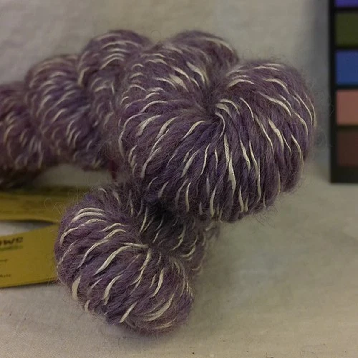 2 Lavendar wool and Silk plied White Handspun silk 2 ply yarn sport 158 yard