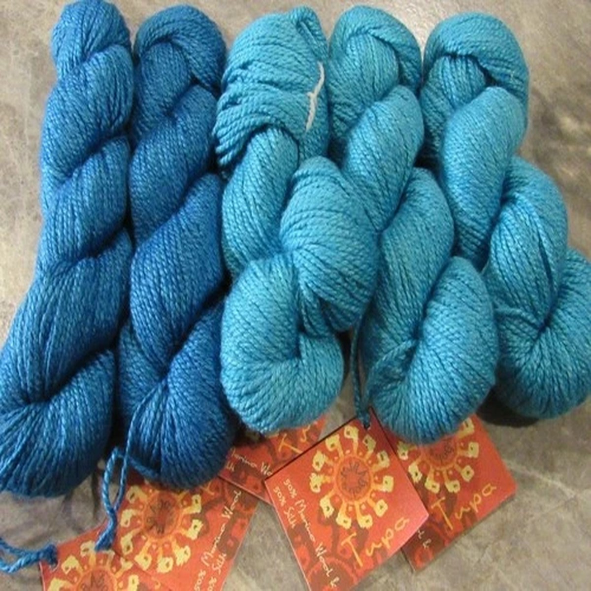 5 Hanks LOT Mirasol TUPA Merino Silk DK Yarn 50g 137yds each BLUE & TURQUOISE