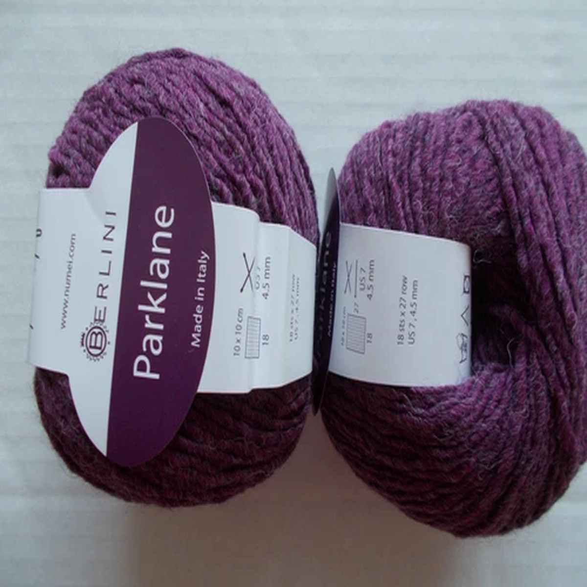 Berlini Parklane wool blend roving yarn, Berry, lot of 2 (163 yds each)
