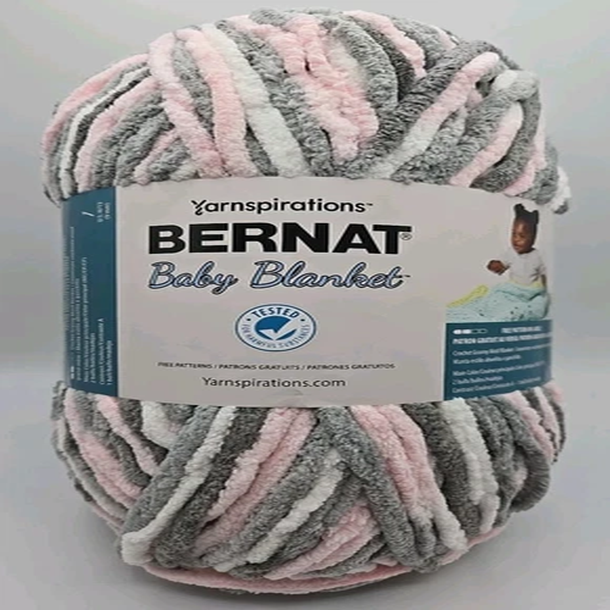 Bernat Baby Blanket Yarn "Baby Grays" Color 10.5oz/300g/220yds/201m #6 Bulky