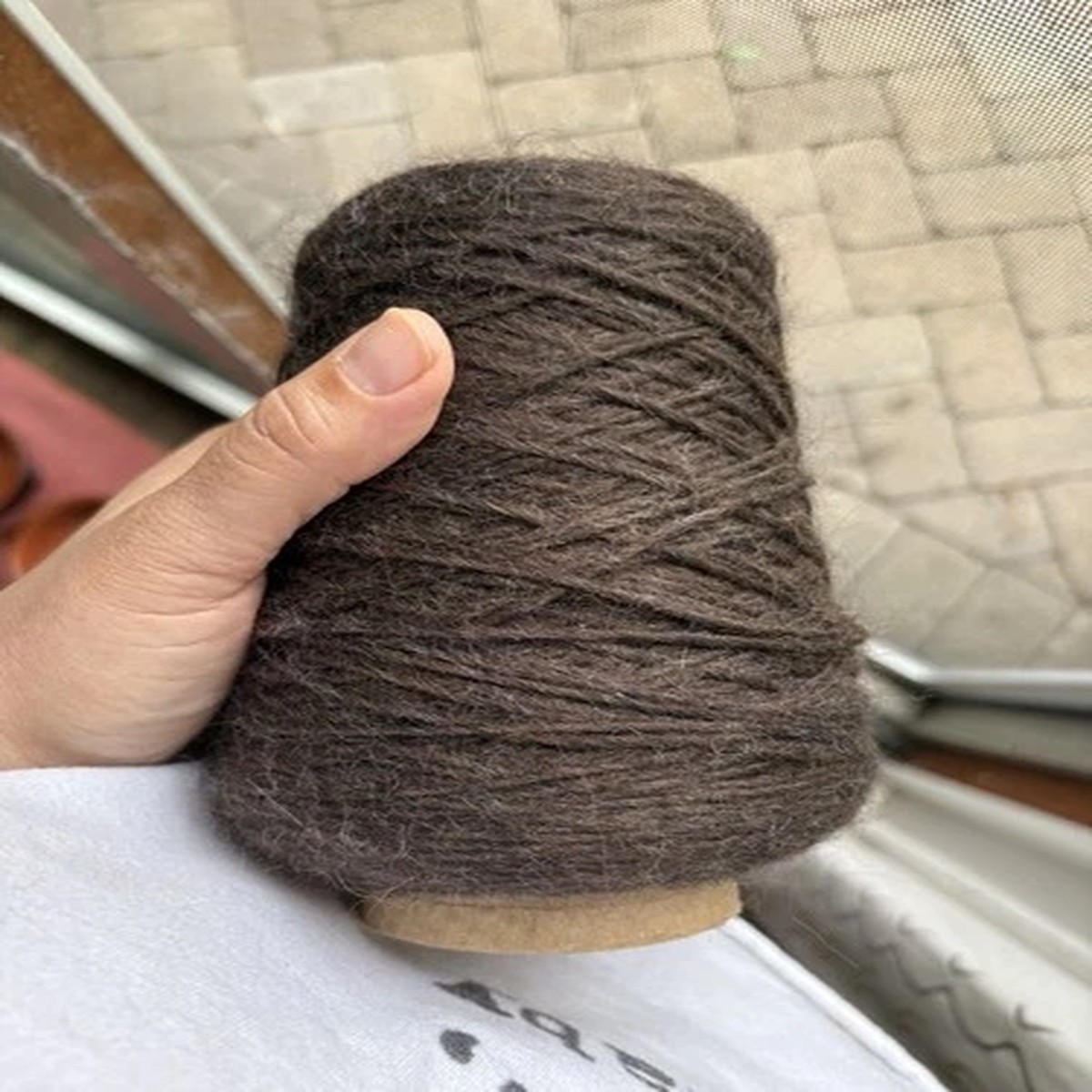 Brown Wool/blend Yarn cone 404grams