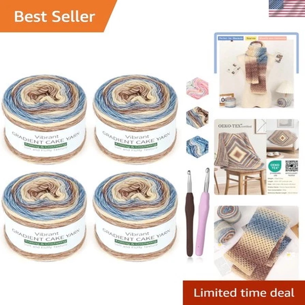 Fairyland Yarn for Crocheting Knitting-Gradient Yarn Cake-4 Pack of 100g/3.52...