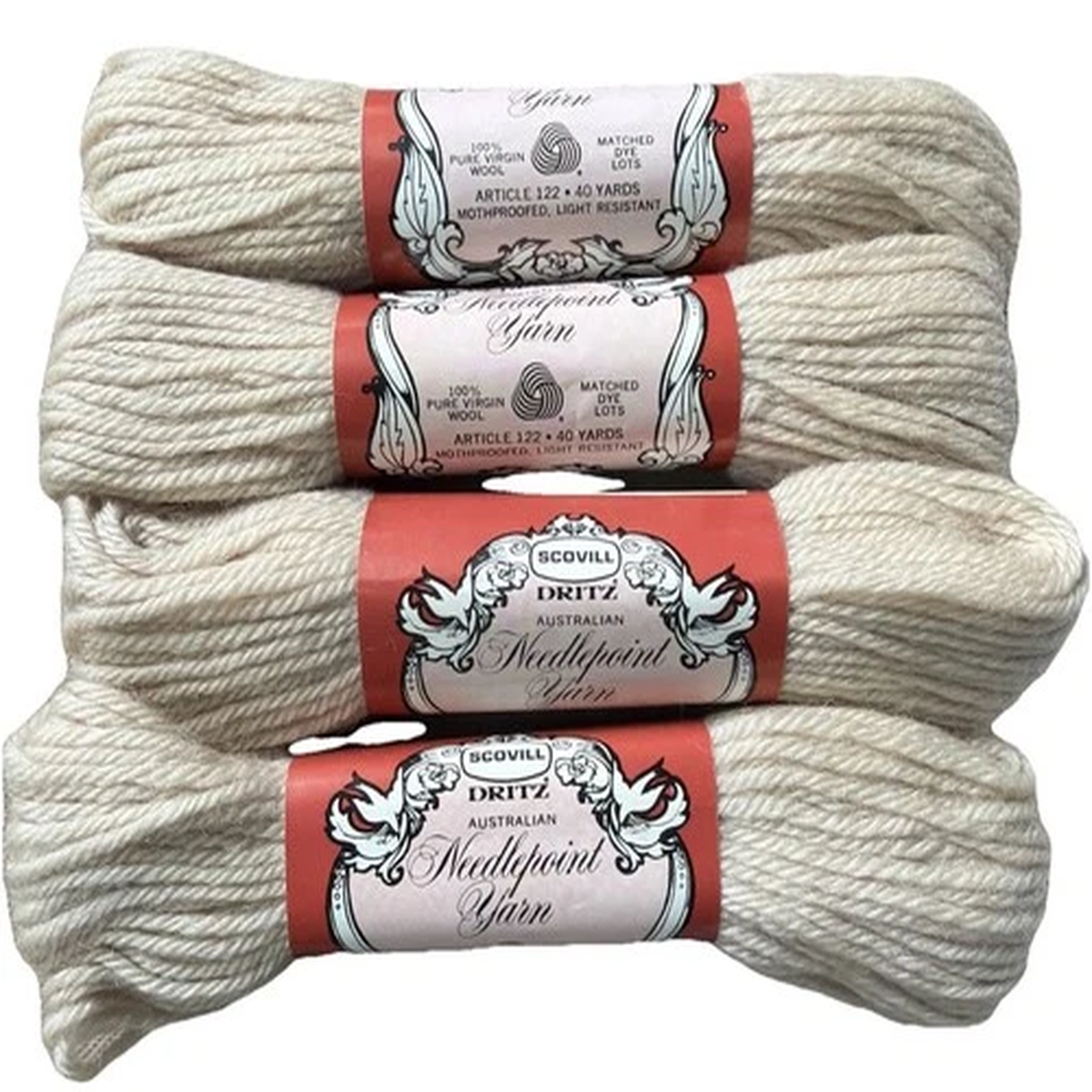 Fawn Beige Scovill Dritz 4 (FOUR) Matched Skeins 122-591 NOS Australia 40 Yd Ea