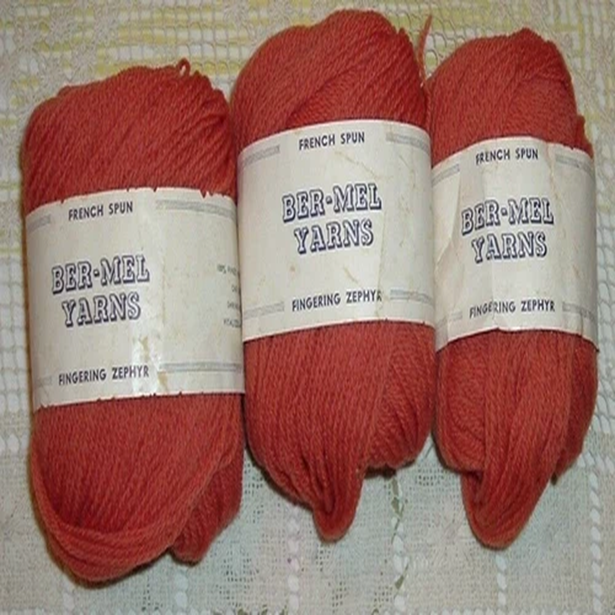 REDUCED: Lot of 3 Ber-Mel Wool Yarn, 1 oz. skeins, "Rusticanna" Fingering Yarn