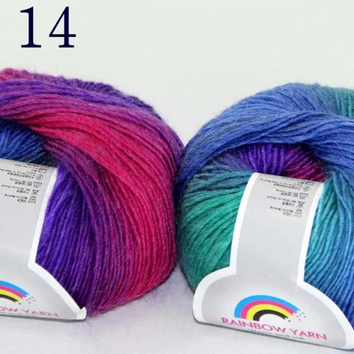 Sale 2Ballsx50gr Rainbow Blankets Rug Shawl Cashmere Wool Hand Crochet Yarn 14