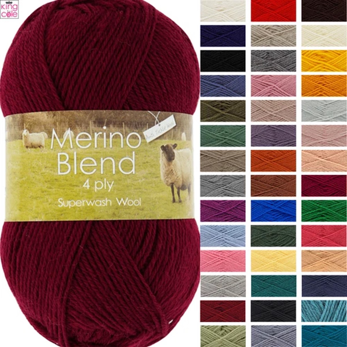 King Cole Merino Blend 4ply 50g - Knitting Wool Yarn Acrylic Crochet 100%Merino