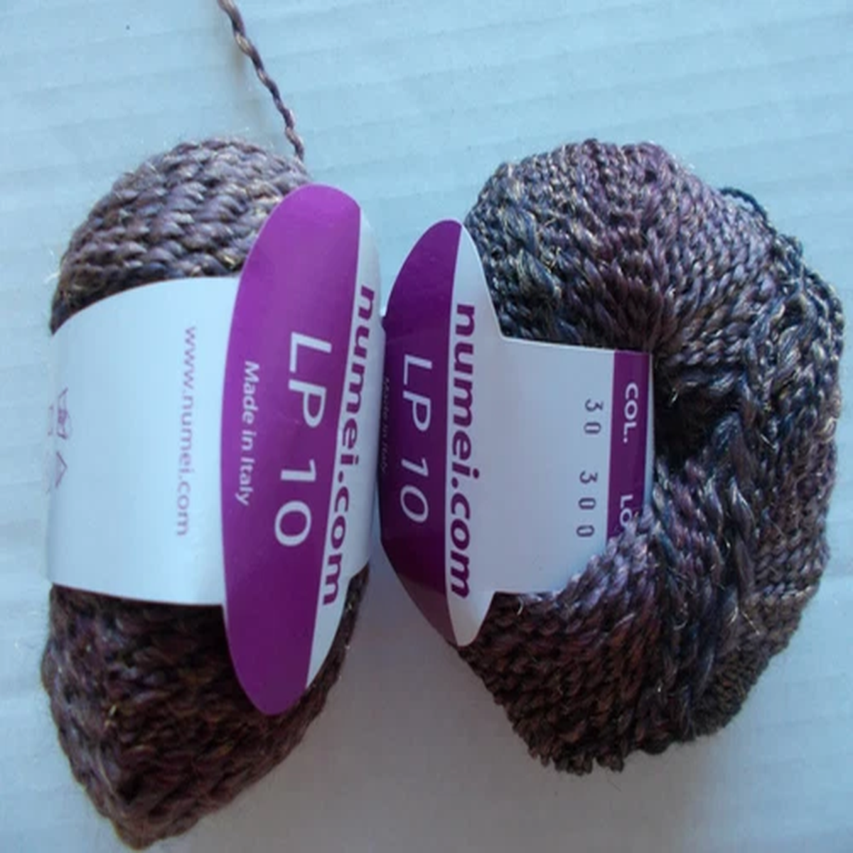 Numei LP10 wool blend multi-tone boucle yarn, Marble, lot of 2 (137 yds each)