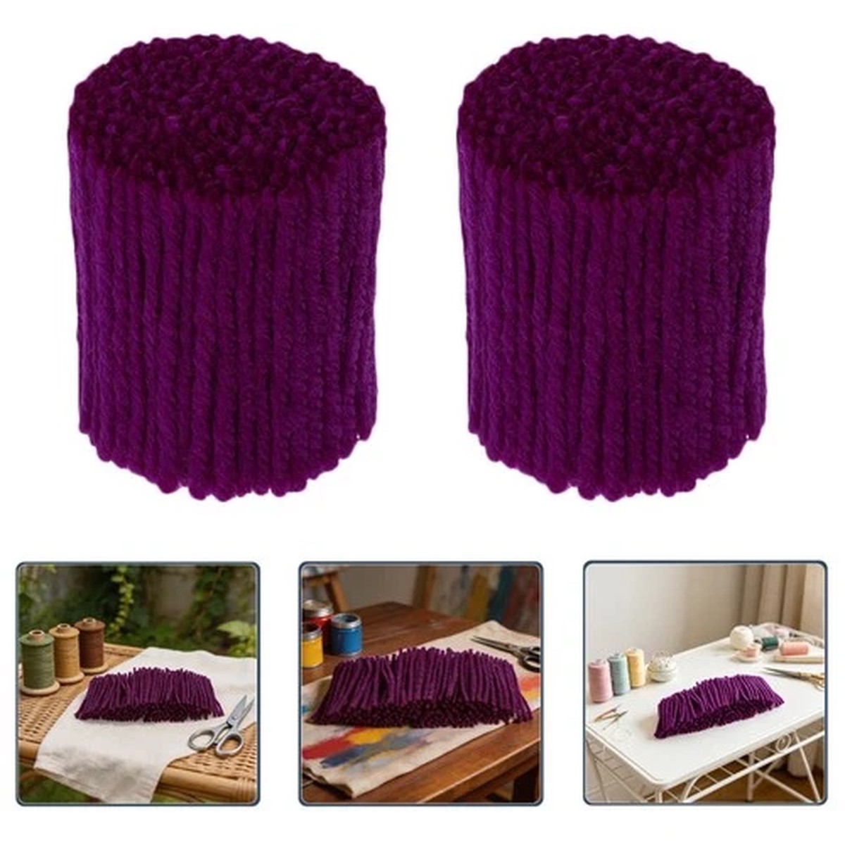 12 Pack Precut Purple Latch Hook Yarn for Arts Rug Making and Crochet Projects