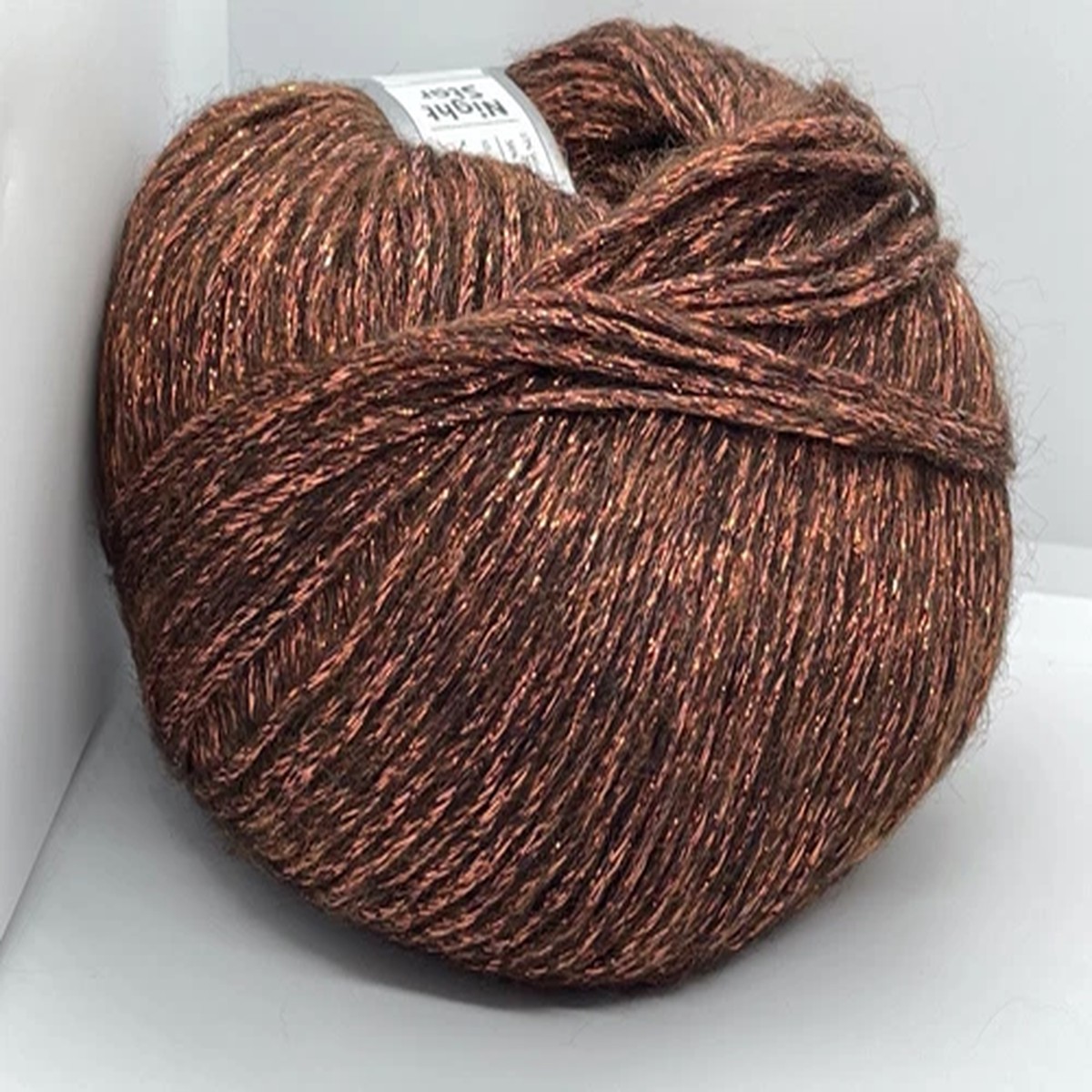 Copper Brown Night Star 67958 Ice Yarn DK Wool Blnd Metallic Chainette 50g 218y