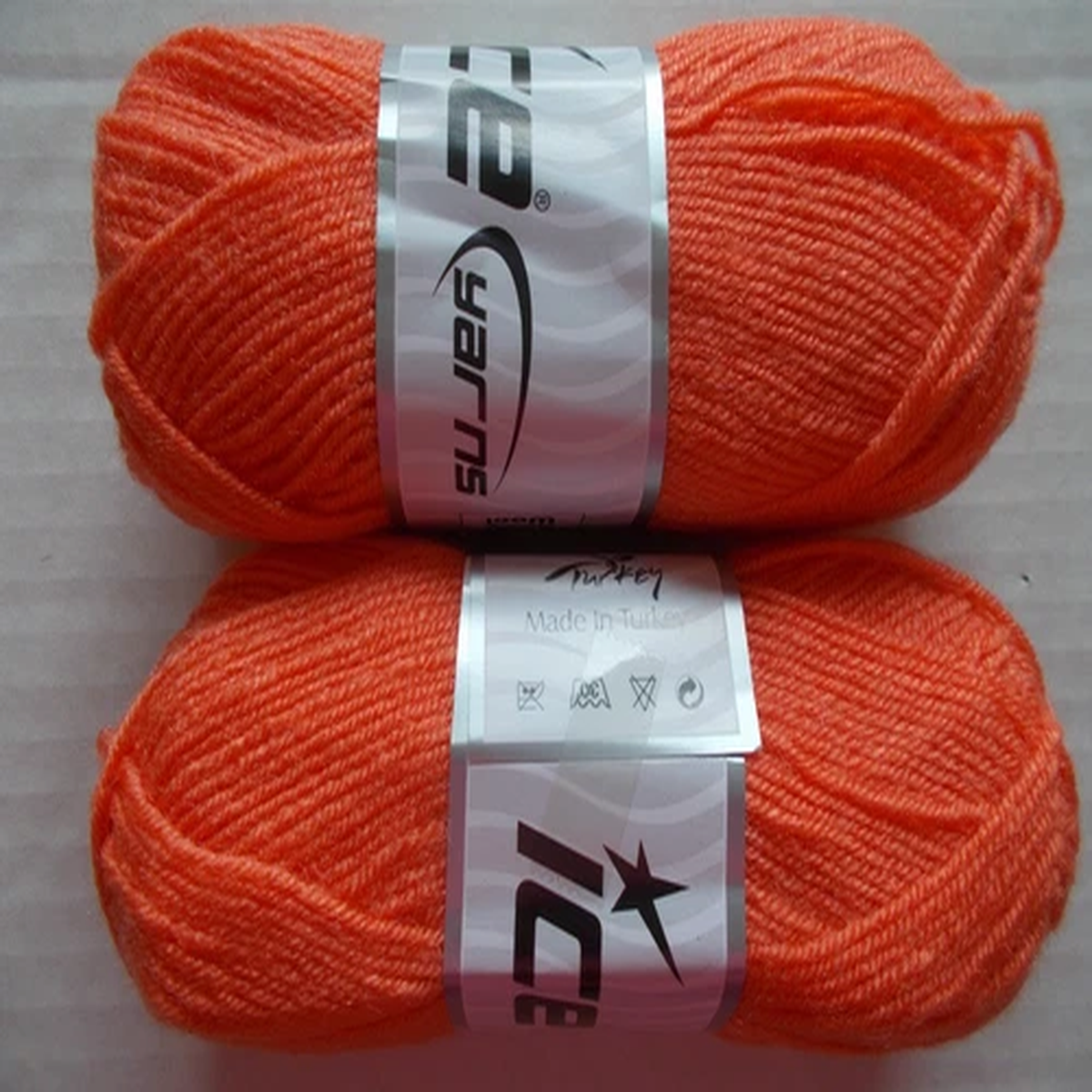 Ice Yarns baby Wool yarn, orange, lot of 2 (165 yds ea)