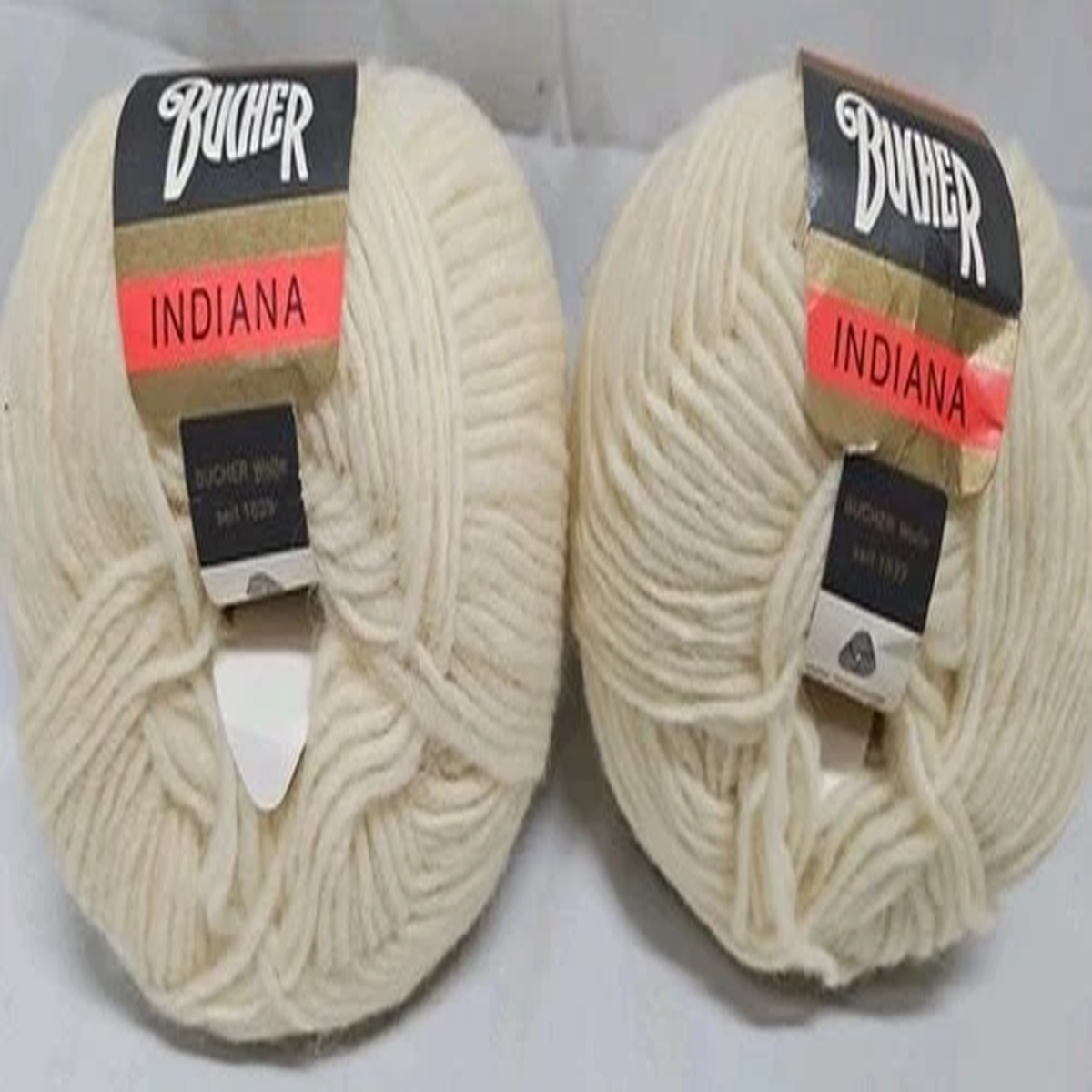 Laines Bucher Indiana Wool Yarn Lot Of 2 Balls 50 Grans Each. Ivory Off White