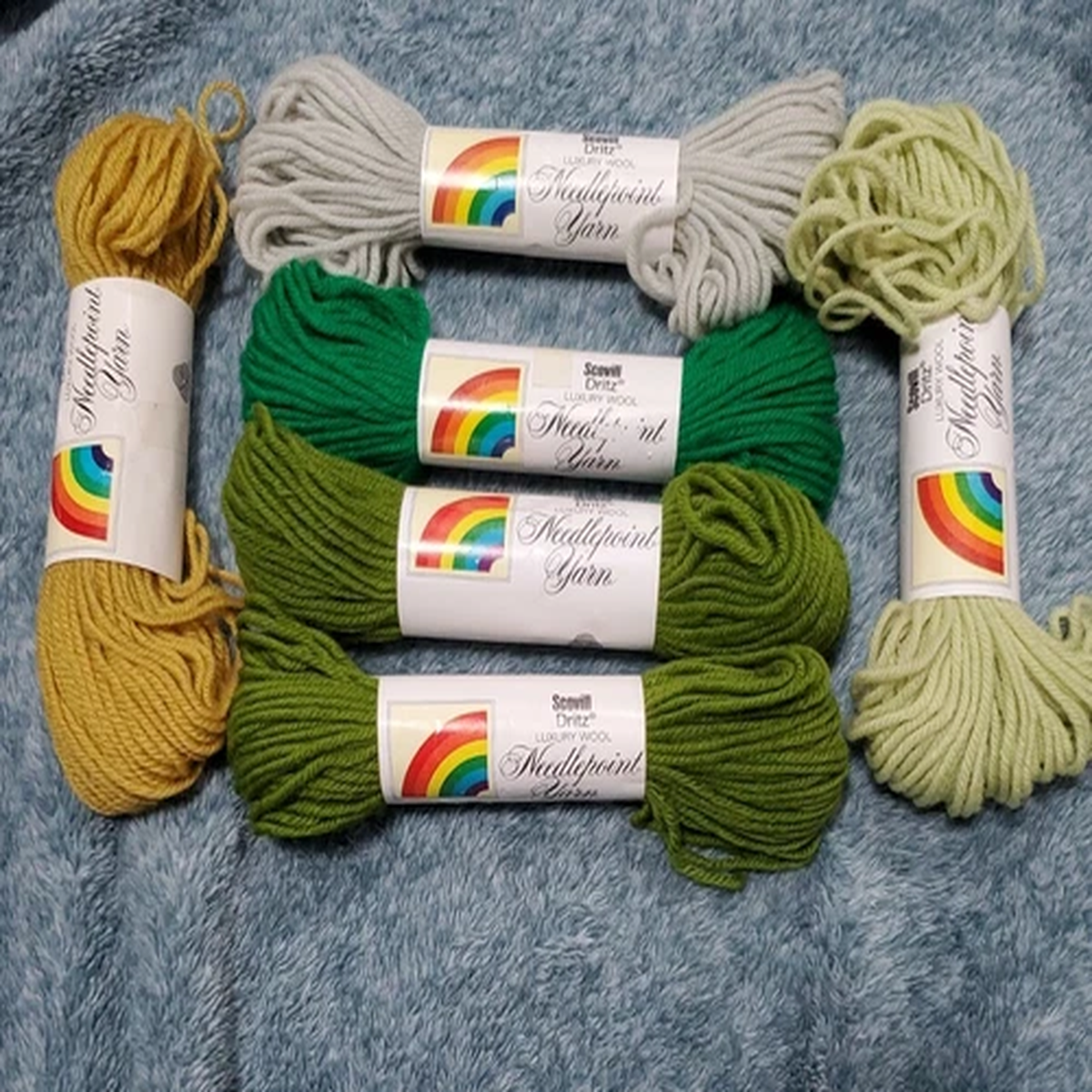 Lot of 6 Multi Risdon Dritz Luxury Virgin Wool Needlepoint Yarn 40 YD/Skein