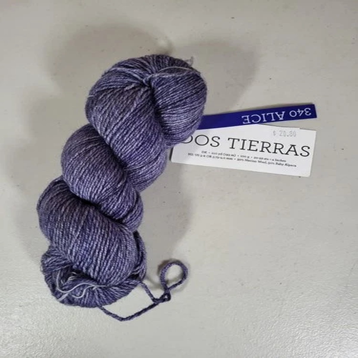 Malabrigo Dos Tierras 340 Alice Purple Merino Wool Baby Alpaca 100 g 210 yd