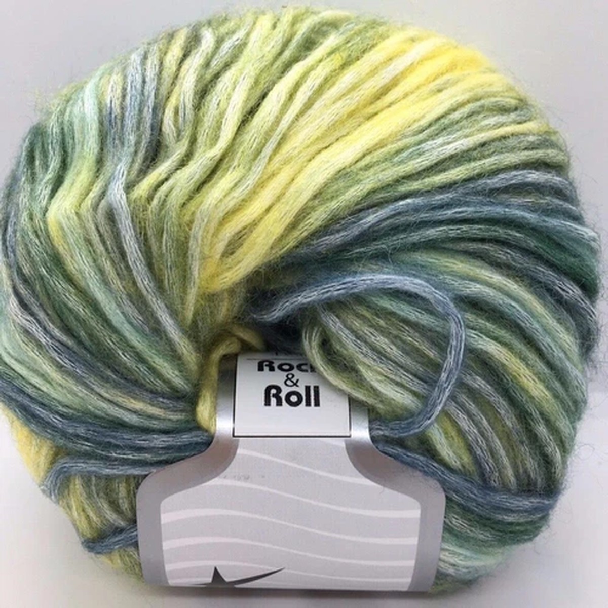 Rock & Roll #65848 Green Blue Yellow Ice Striping Modal Wool Bl Yarn 50gr 125yds