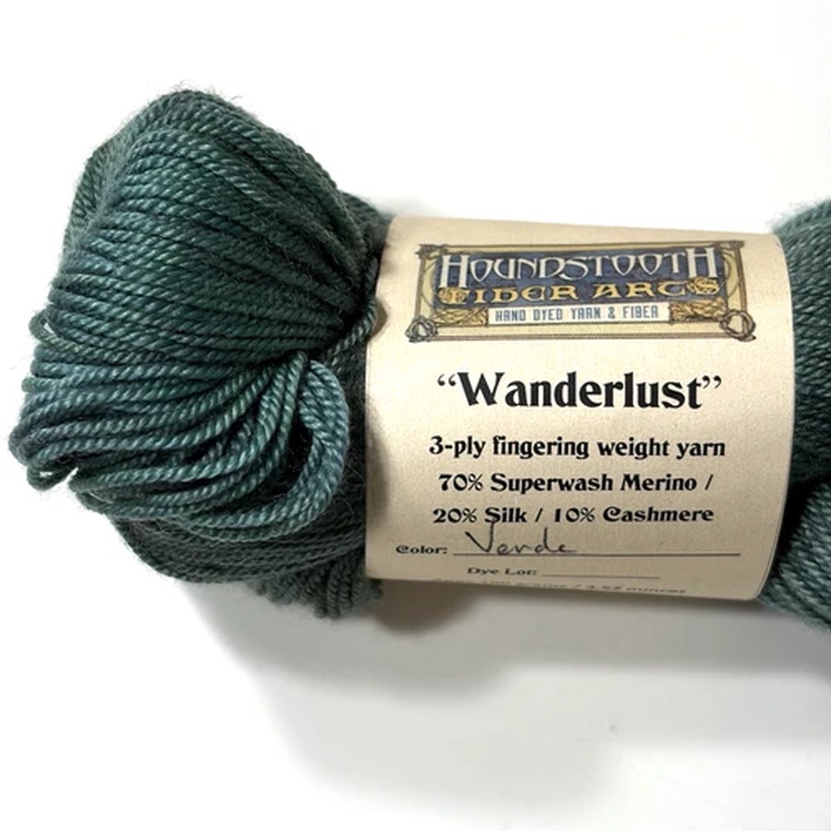 Wanderlust 3-Ply Fingering Yarn Merino/Silk/Cashmere Green/Blue 100g/437yd