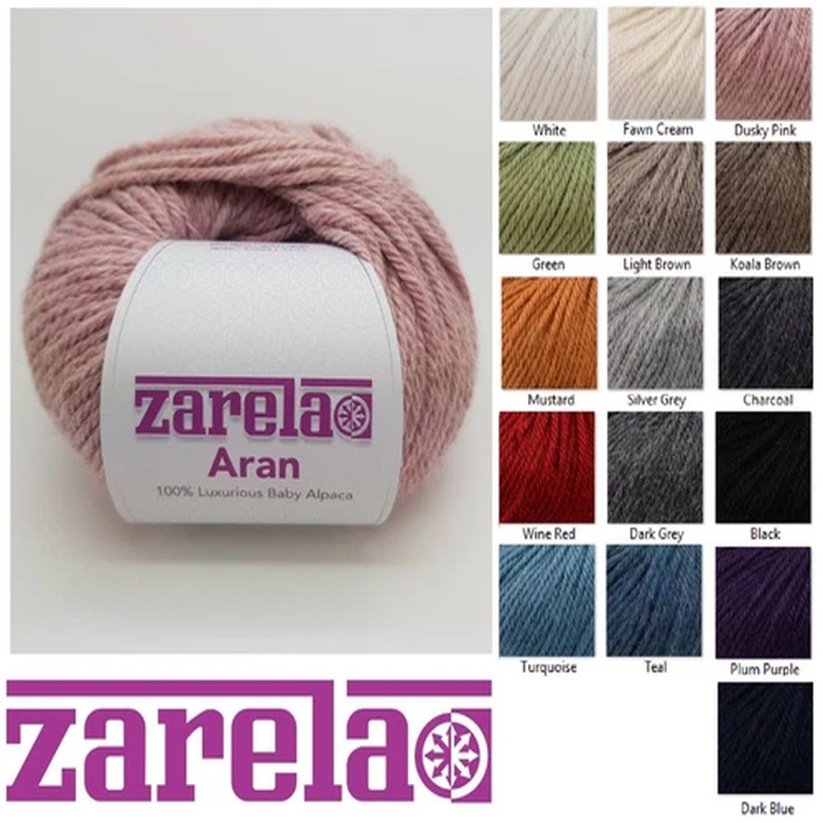 Zarela ARAN*Super Soft*100% Luxurious Baby Alpaca Yarn Wool - Variety of Colours
