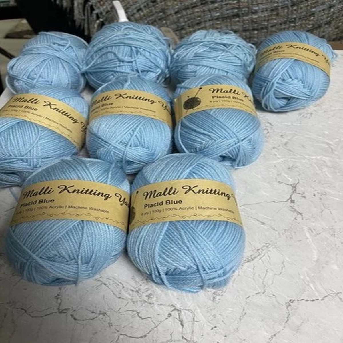 9 x Malli Knitting Yarn 100% Acrylic Knitting 100g Wool Yarn Placid Blue