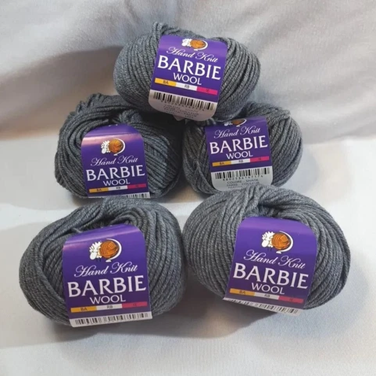 Barbie Hand Knit Wool Korean 5 Skeins New 85% Wool45 Grams Each