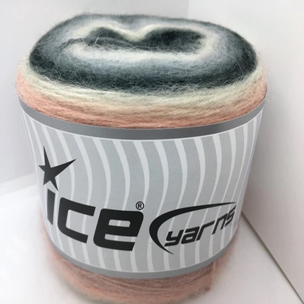 Cake Mohair Wool Acr Yarn #63716 Charcoal Greys Pink Cream SportWeight 150g 885y