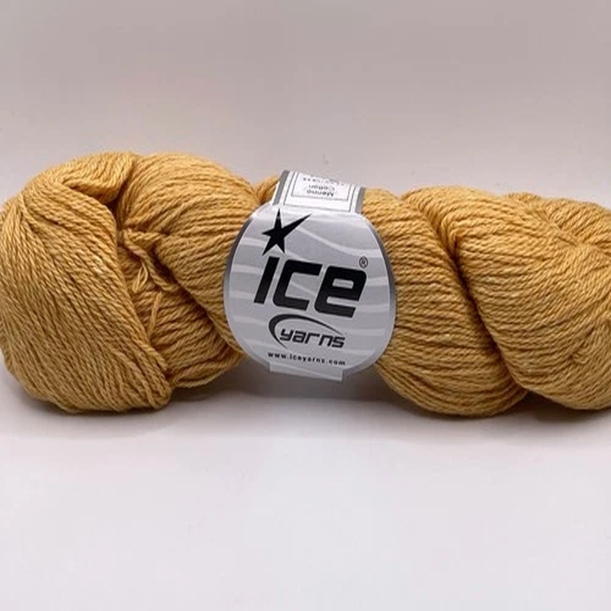 Lt Butterscotch Merino Cotton Yarn 84649 Ice Yarns Wool, Organic Cotton 50g 251y