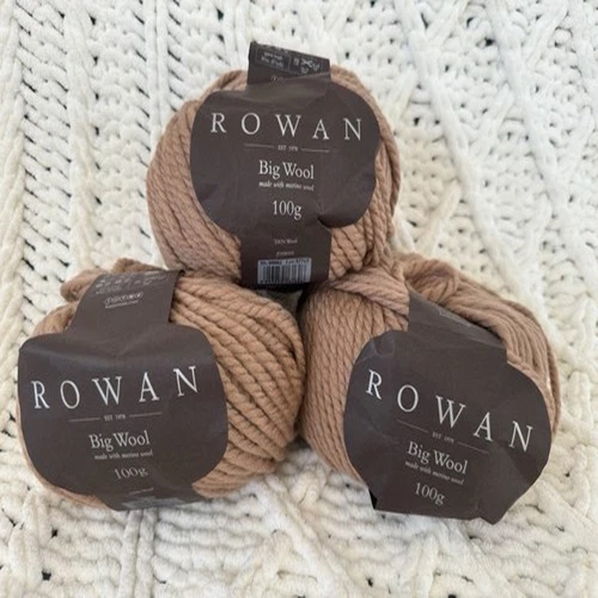 Rowan Yarn Lot Of 3 Skeins Big Wool Made With Merino Wool 100% 100 Grams