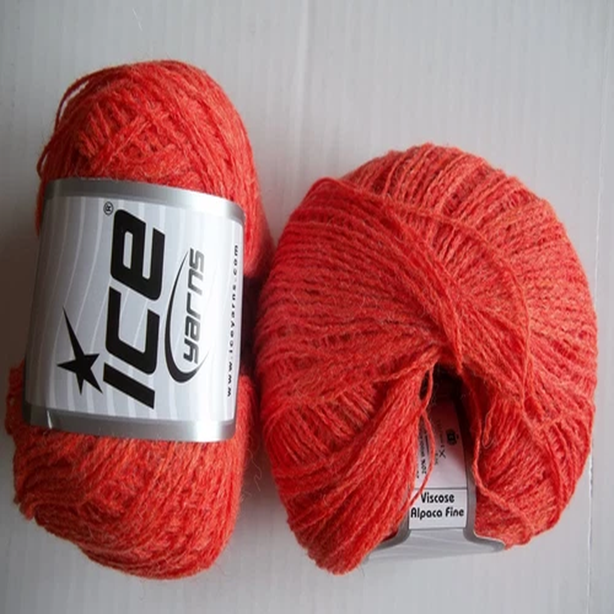 Viscose Alpaca Fine yarn by Ice Yarns, orange, lot of 2, (412 yds each)