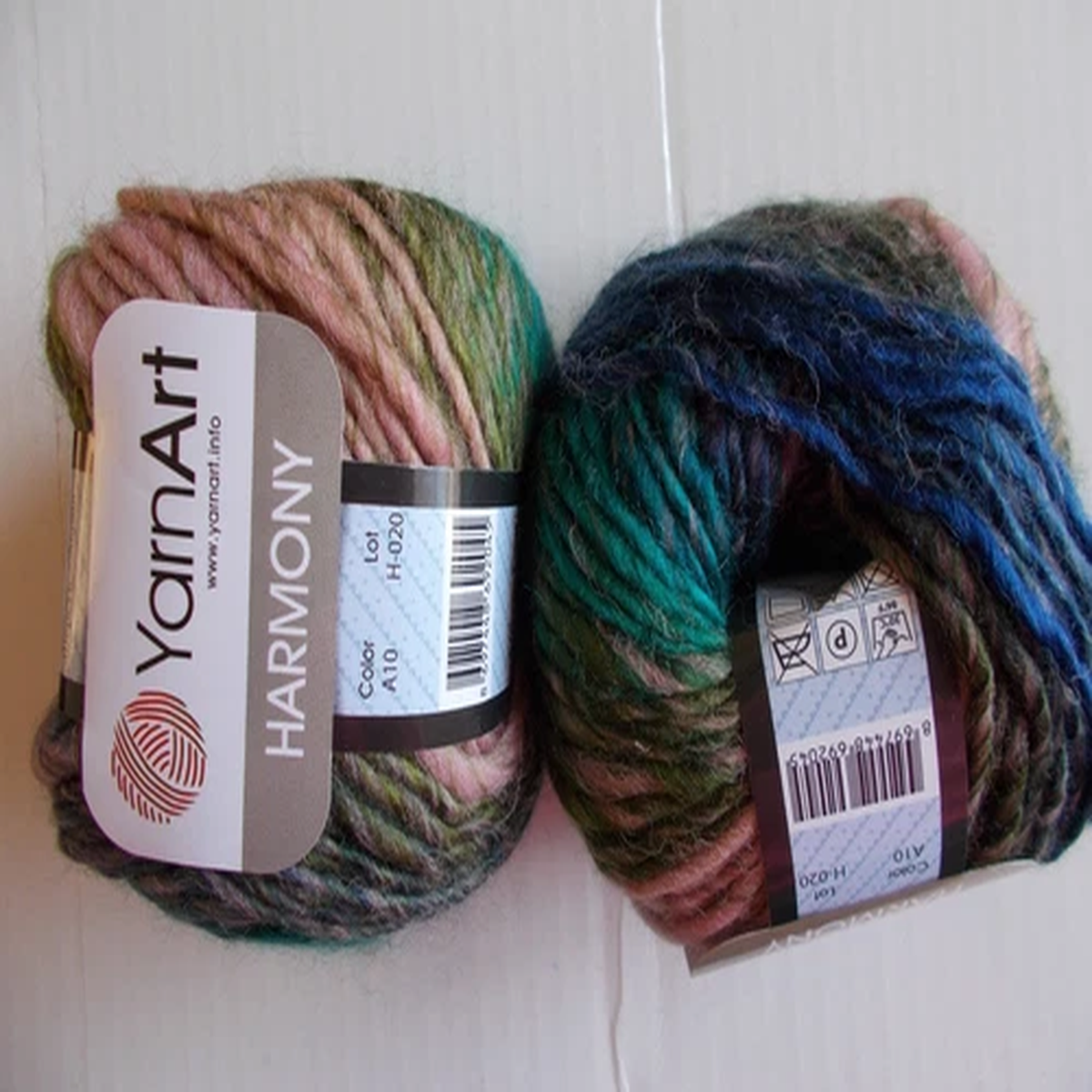 YarnArt Harmony wool blend roving yarn, Multi A10, lot of 2, (87 yds each)