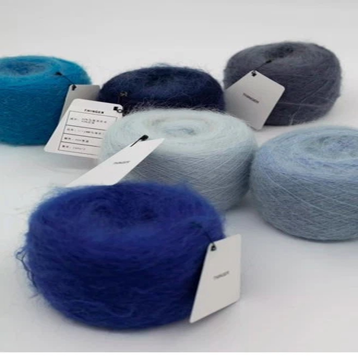 1-ply 13-strand Mohair Lamb Wool Yarn Ball, Blue Series, 8.8o'z
