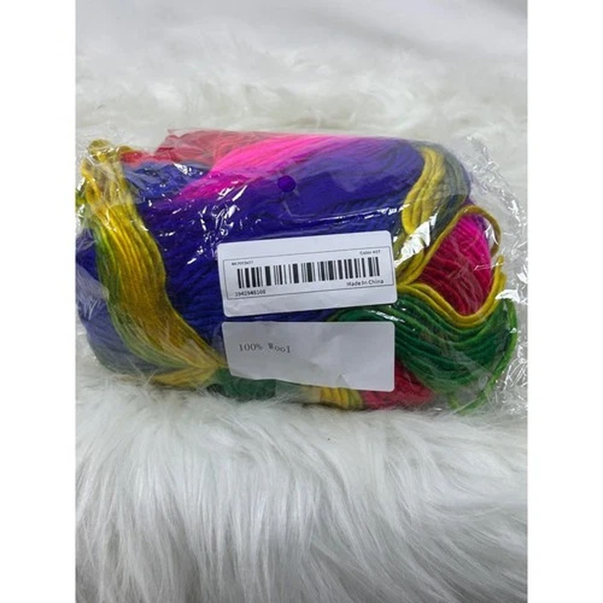 100% Wool Rainbow Multi Color Variegated Yarn Skein Color 07 NEW