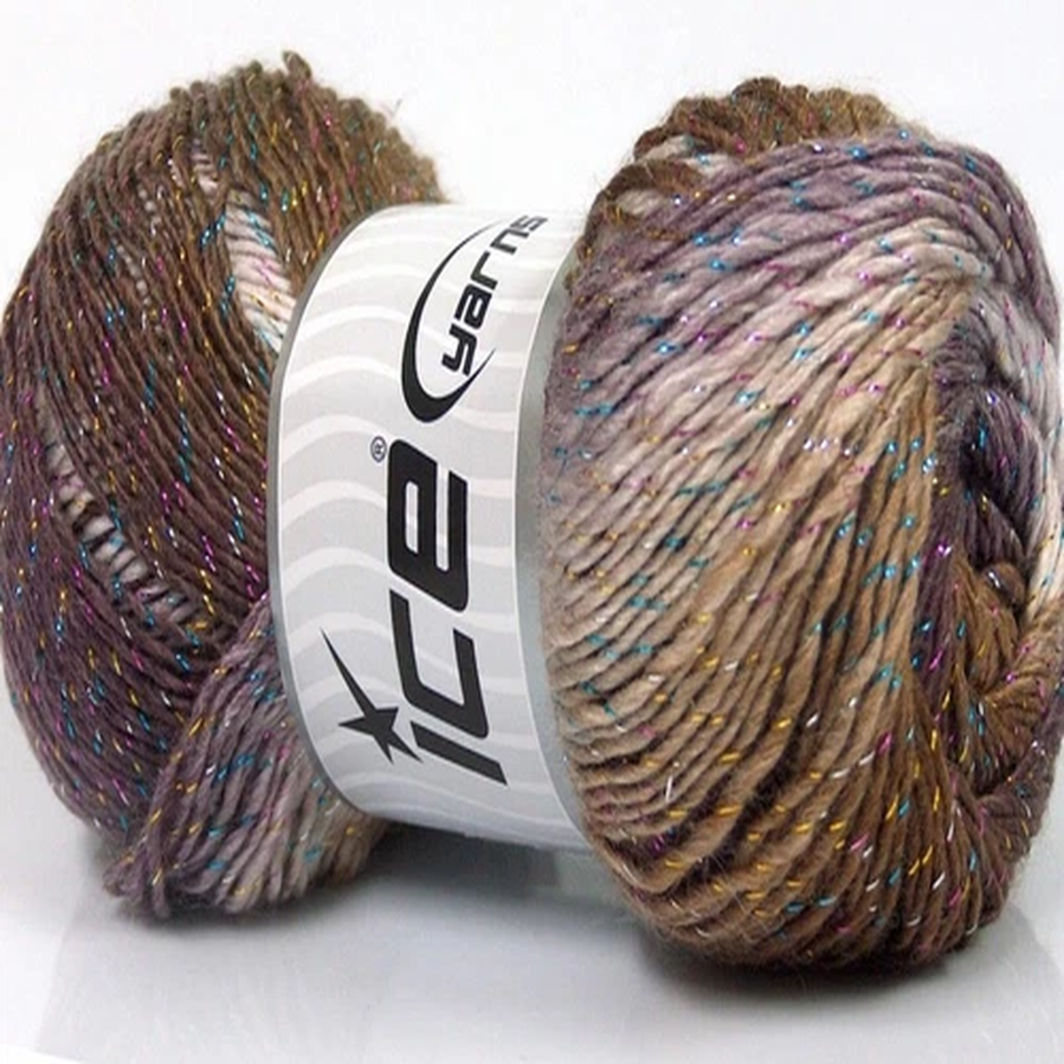 Brown Mauve Primadonna Glitz #55564 Ice Sport Striping Metallic WoolBl 100g 317y