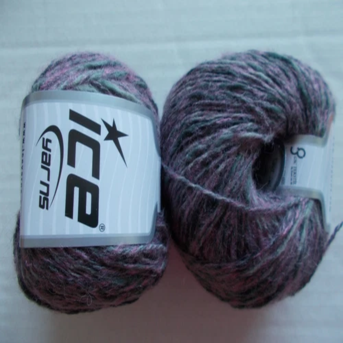 Ice Yarns Winter wool blend yarn, grey pink, lot of 2 (192 yds ea)
