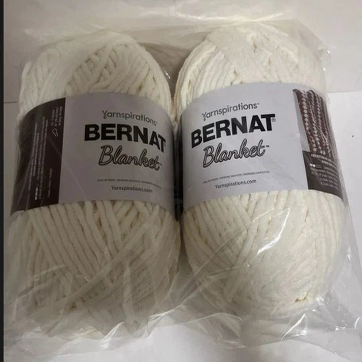 Lot of 2 Bernat Blanket Yarn #6 Super Bulky Vintage White 220 yds Each