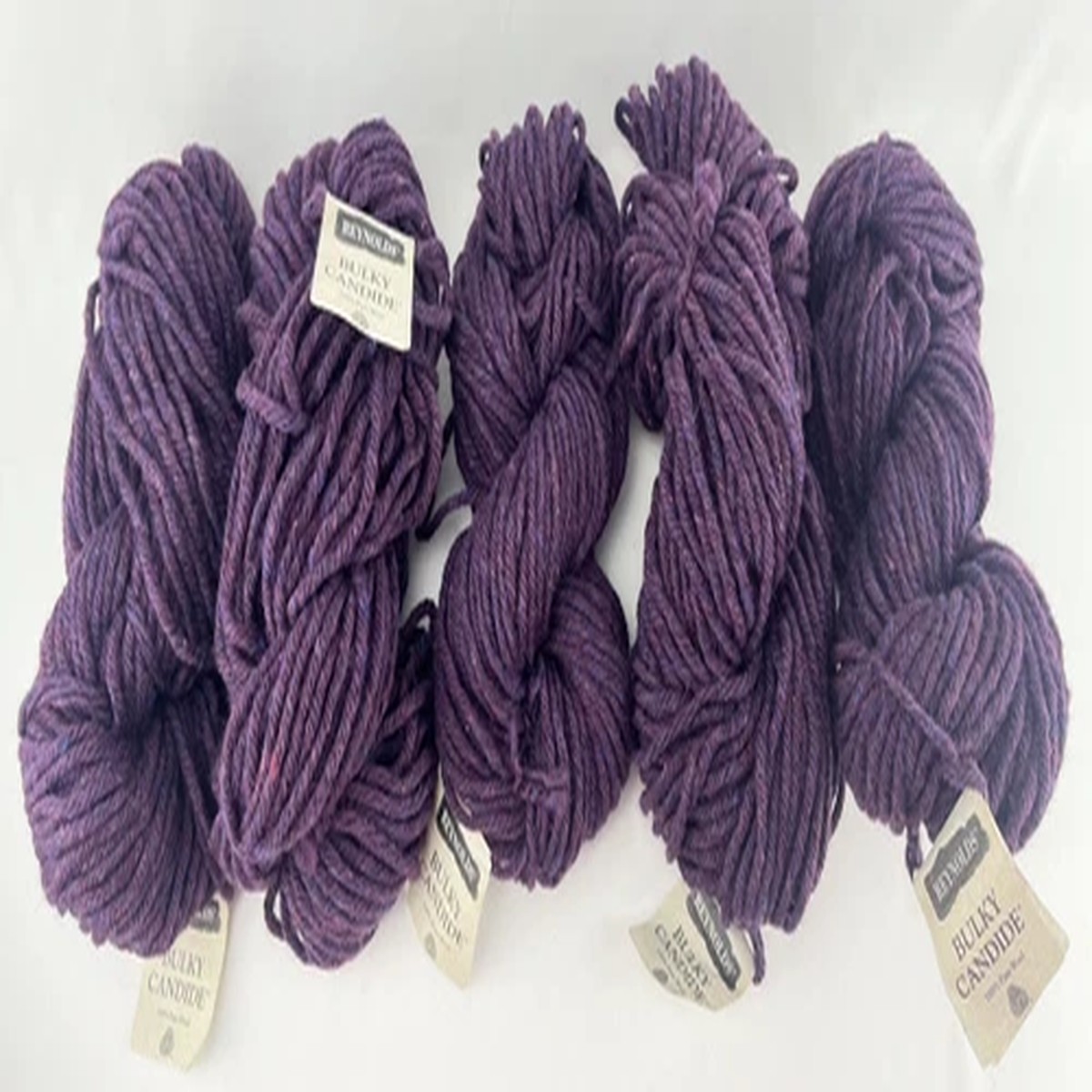 NEW Reynolds Super Bulky Candide Wool Yarn Hanks #114 Purple Skeins Lot of 5