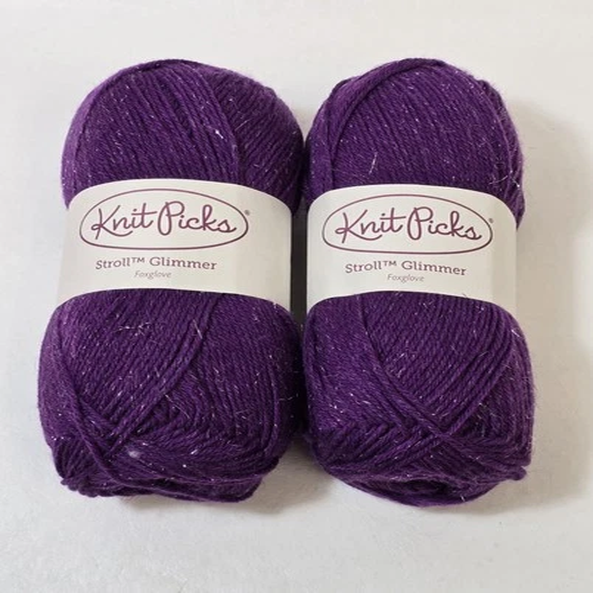 2 Foxglove Knit Picks Stroll Glimmer Fingering Yarn 231yds/50gr Wool Blend