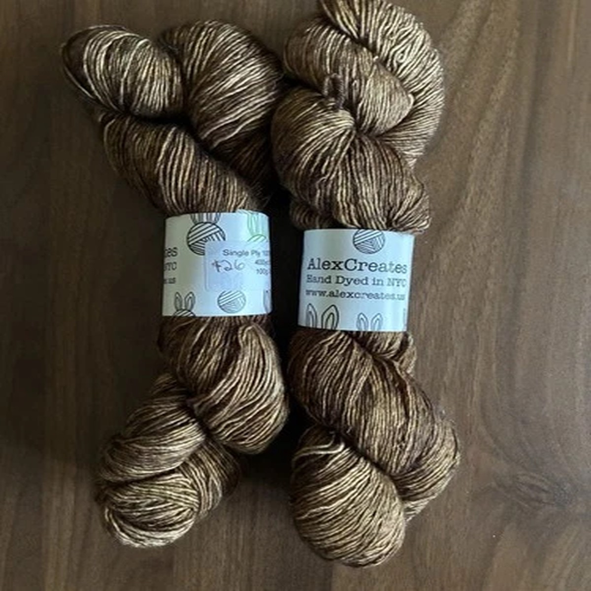 Alex Creates Yarn Fingering Weight 2 Hanks Tamarind Hand Dyed In NYC NOS