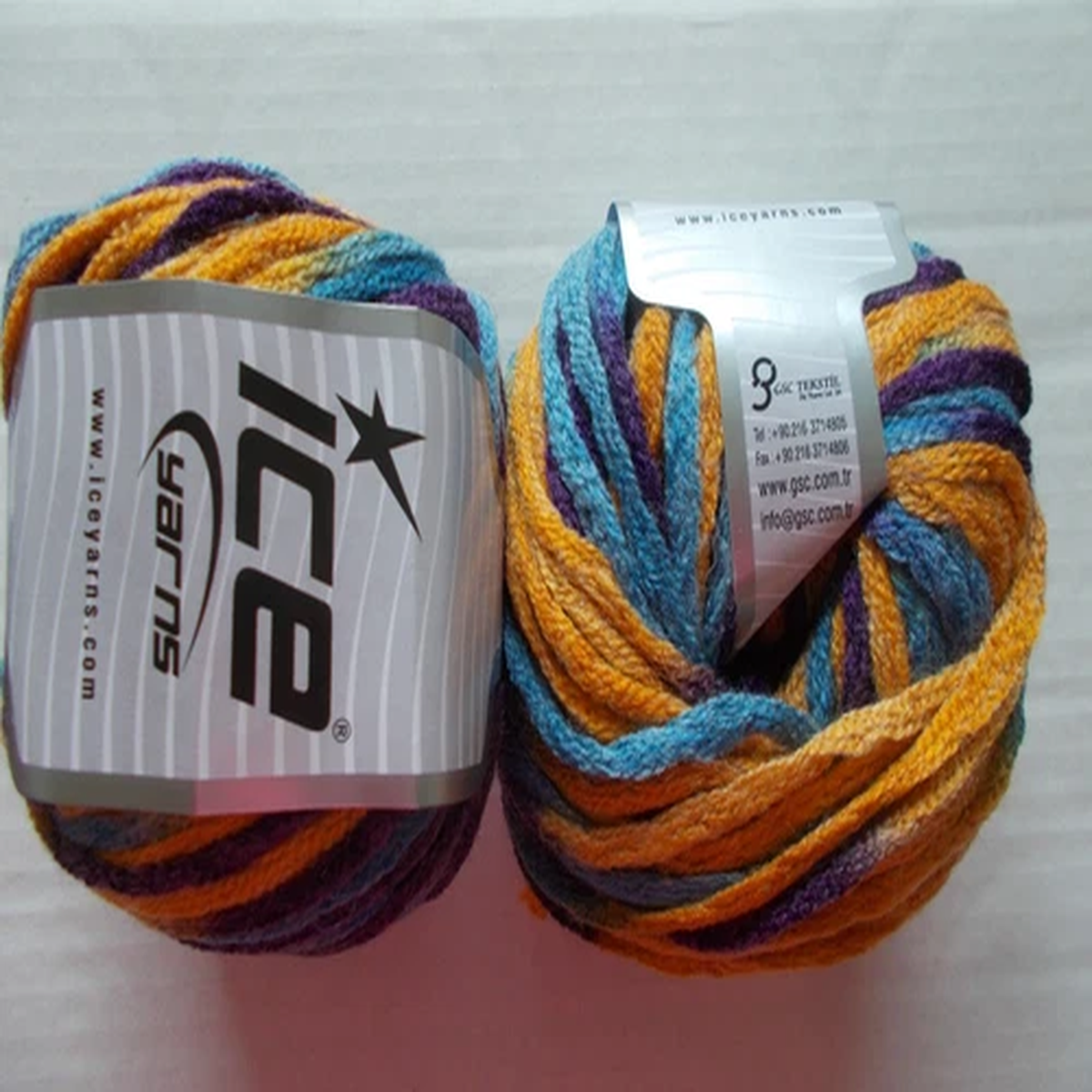 Ice Yarns Paint Ball bulky wool blend yarn, multi (#54385),lot of 2 (82 yds ea)