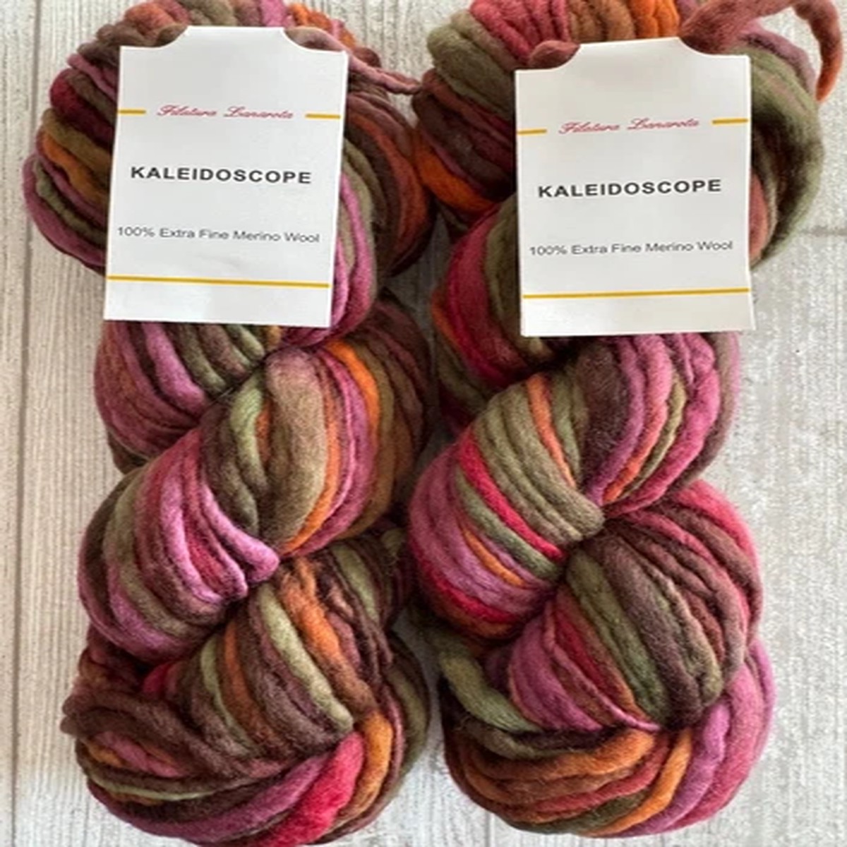 2 Skeins Filatura Lanarota Kaleidoscope Extra Fine Merino Wool Peru - Color #011